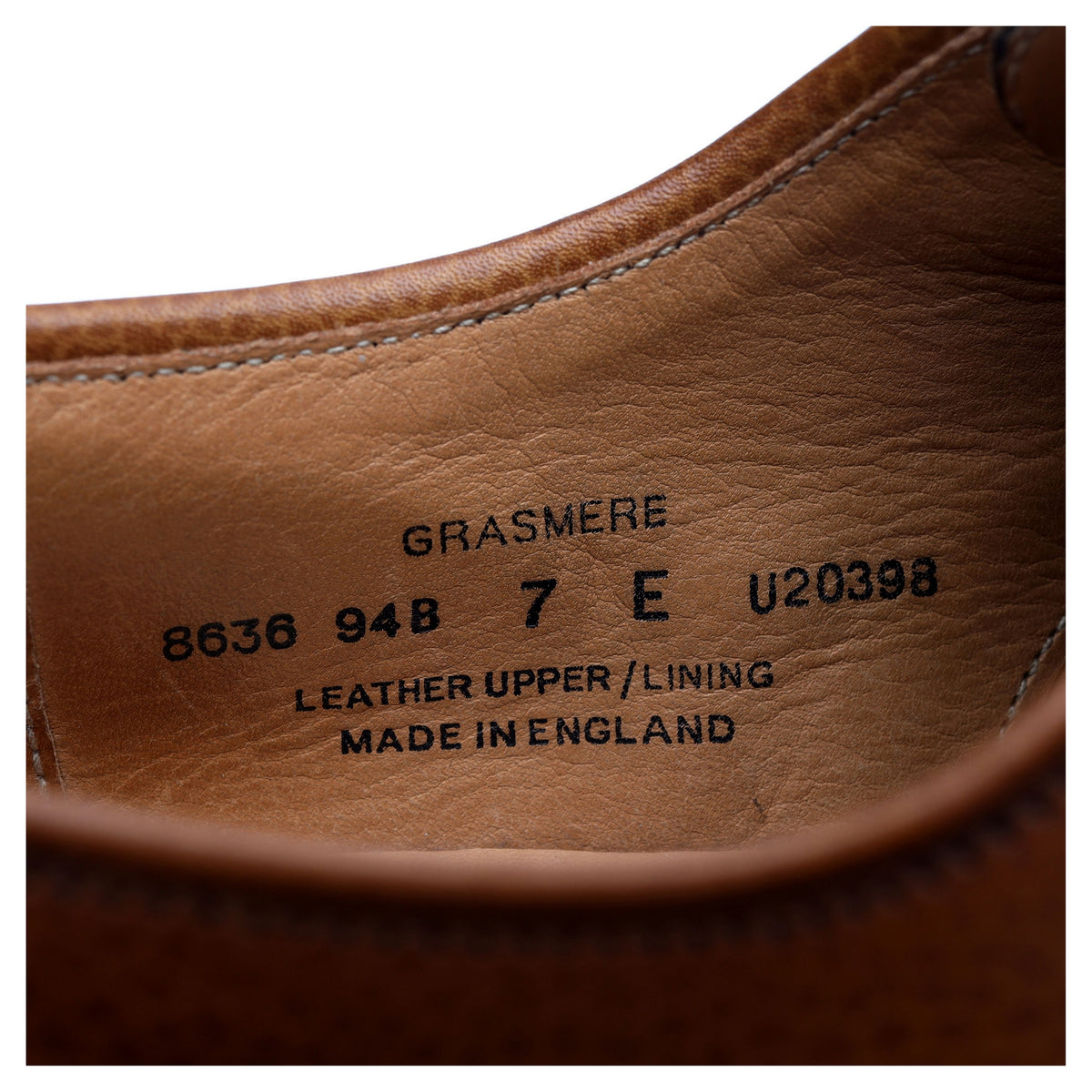 &#39;Grasmere&#39; Tan Brown Leather Derby UK 7 E