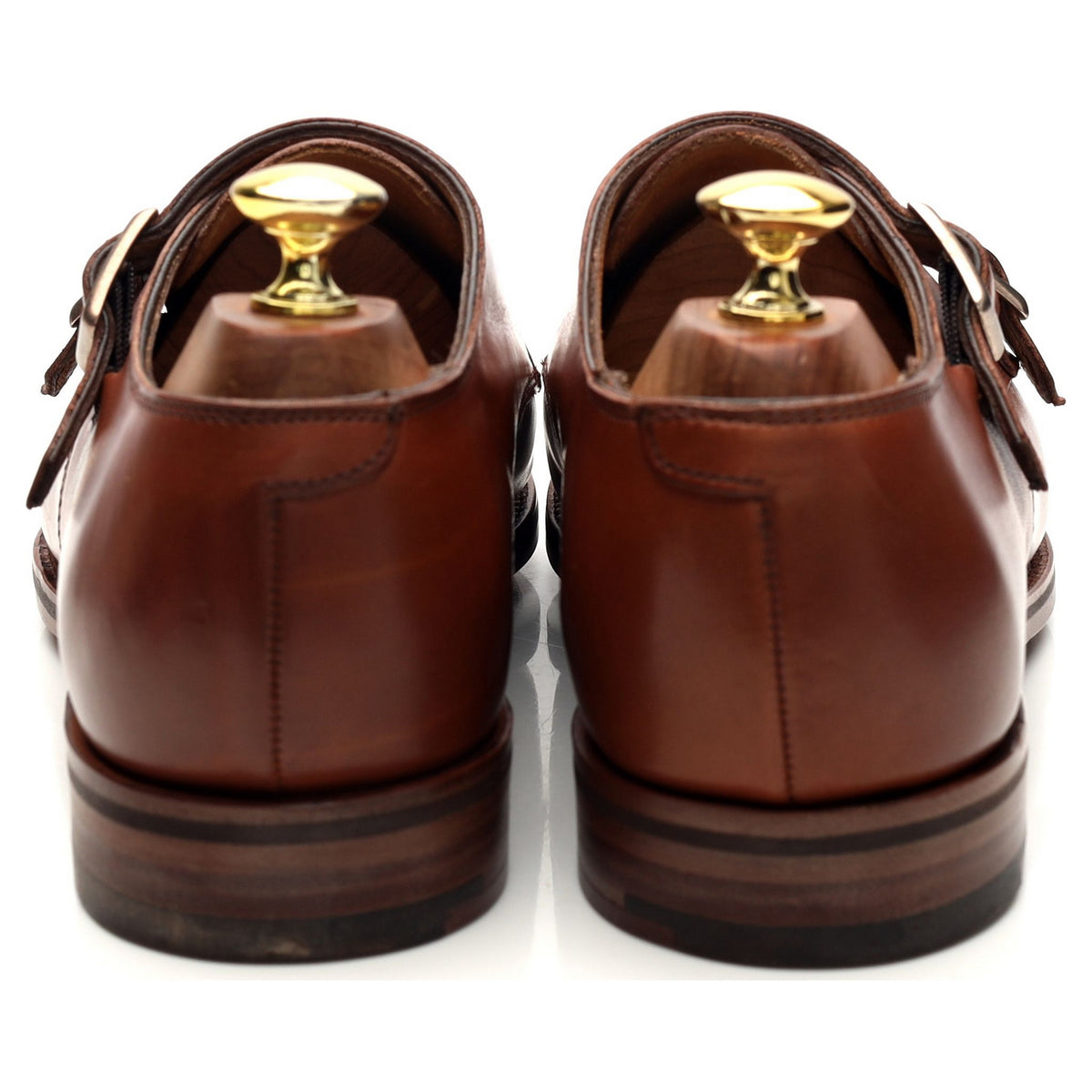 &#39;Ramsey&#39; Tan Brown Leather Double Monk Strap UK 7.5 F