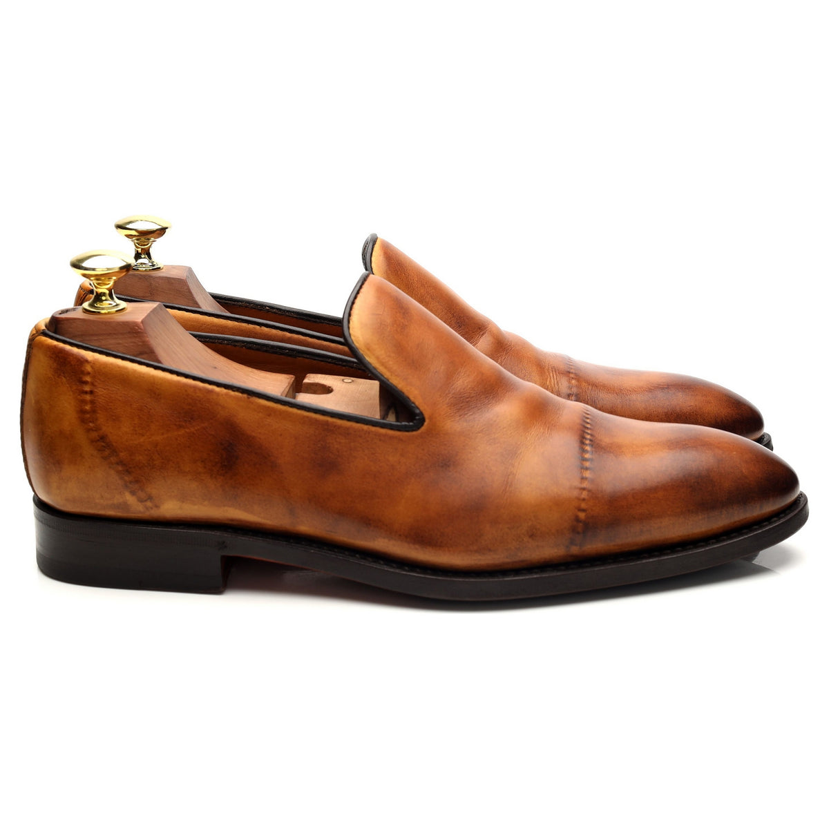 &#39;Antonio&#39; Tan Brown Leather Loafers UK 7 EU 41