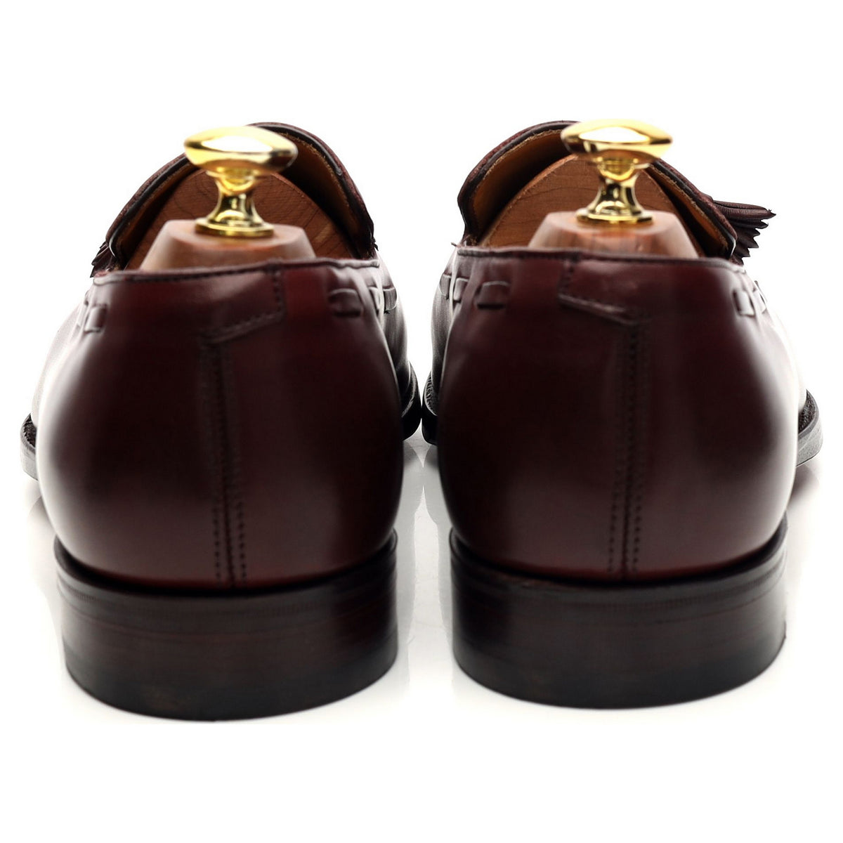 &#39;Hugh&#39; Burgundy Leather Tassel Loafers UK 8