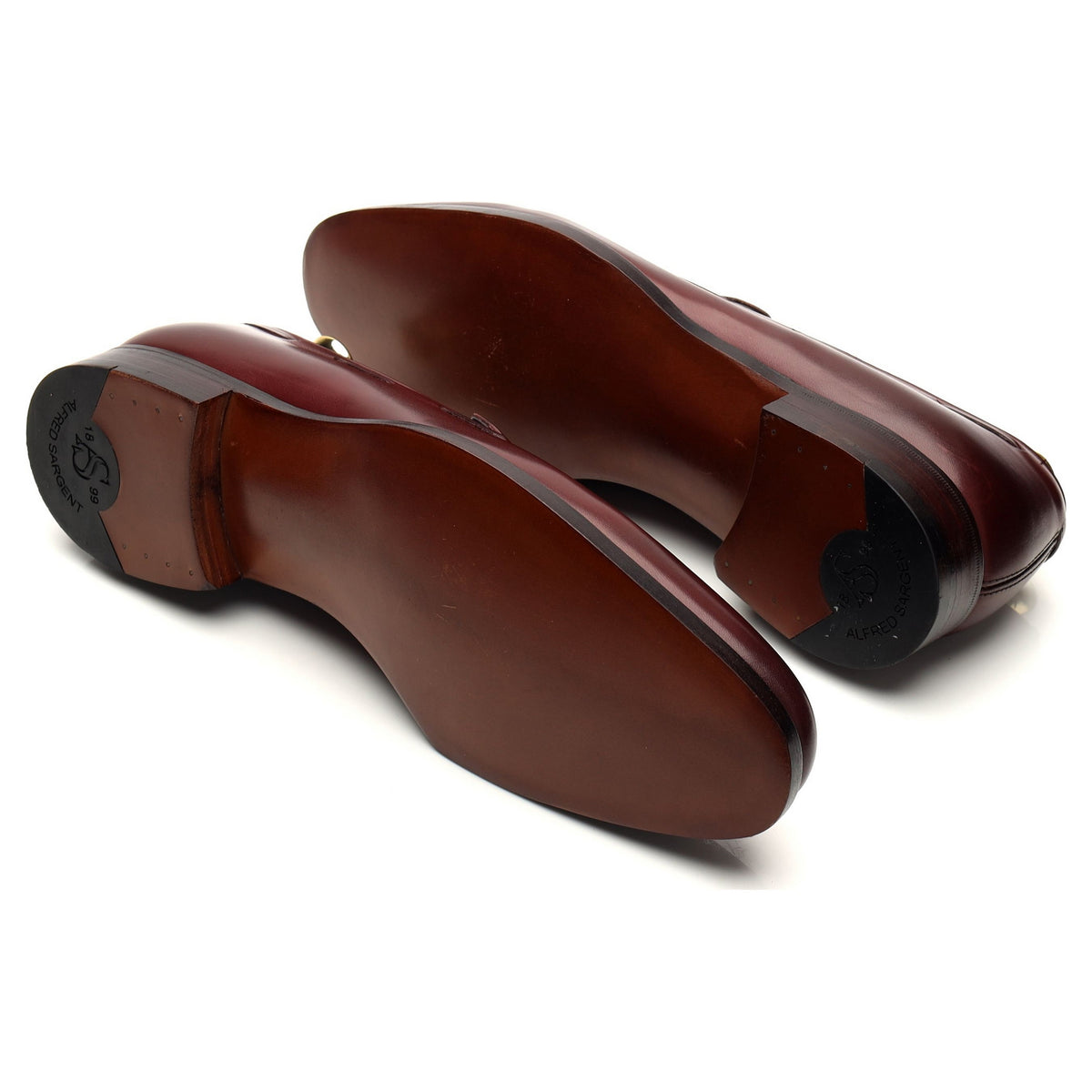 &#39;Hugh&#39; Burgundy Leather Tassel Loafers UK 8