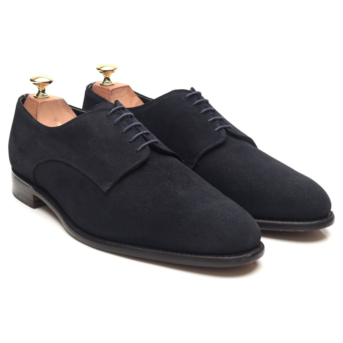 Gieves &amp; Hawkes Navy Blue Suede Derby UK 9.5 F