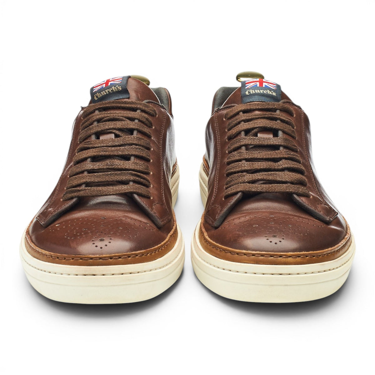 'Mirfield 2' Brown Leather Sneakers UK 8