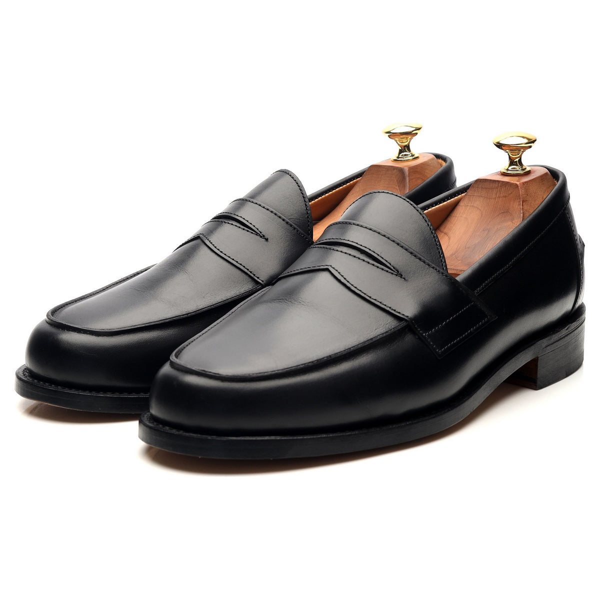 &#39;Madrid&#39; Black Leather Loafers UK 8.5