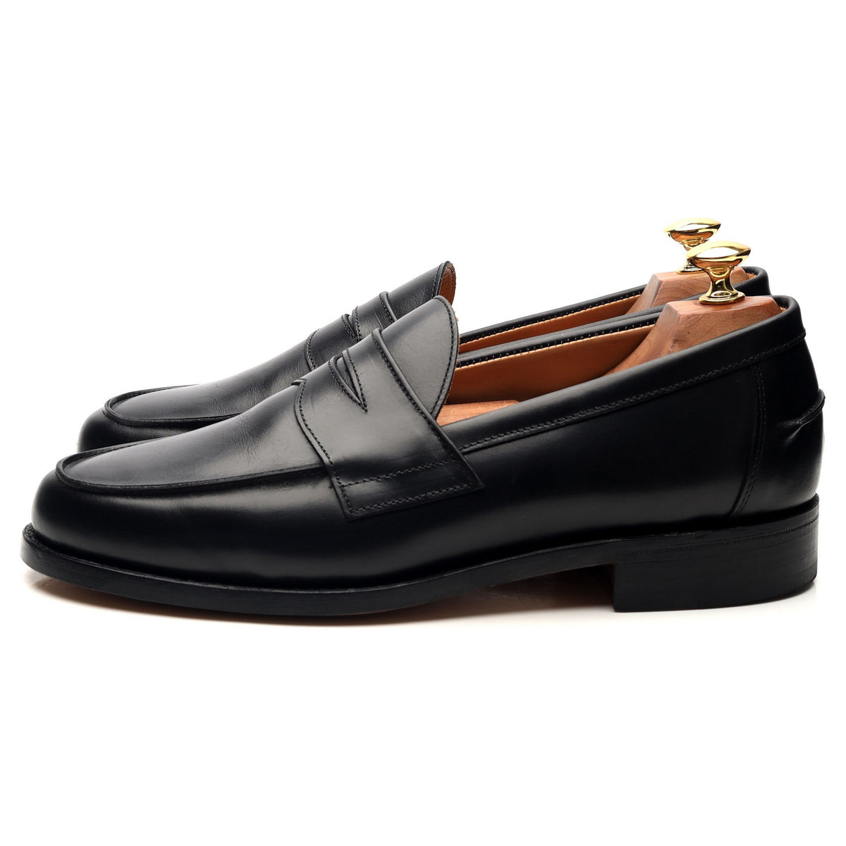 &#39;Madrid&#39; Black Leather Loafers UK 8.5