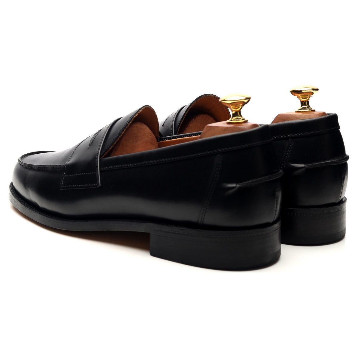 &#39;Madrid&#39; Black Leather Loafers UK 8.5