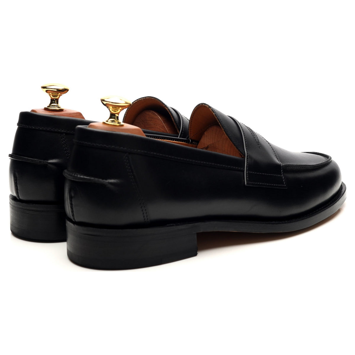 &#39;Madrid&#39; Black Leather Loafers UK 8.5