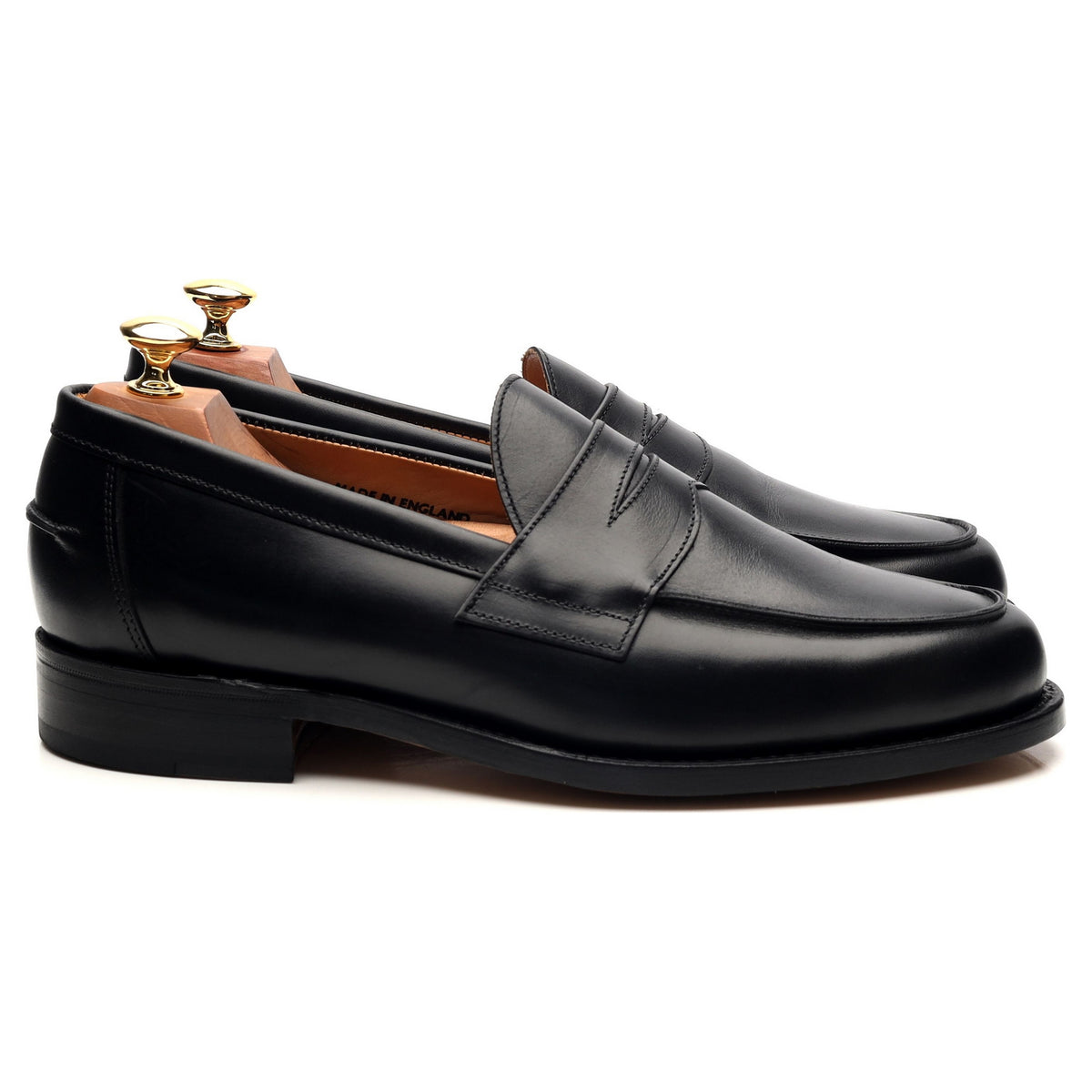 &#39;Madrid&#39; Black Leather Loafers UK 8.5