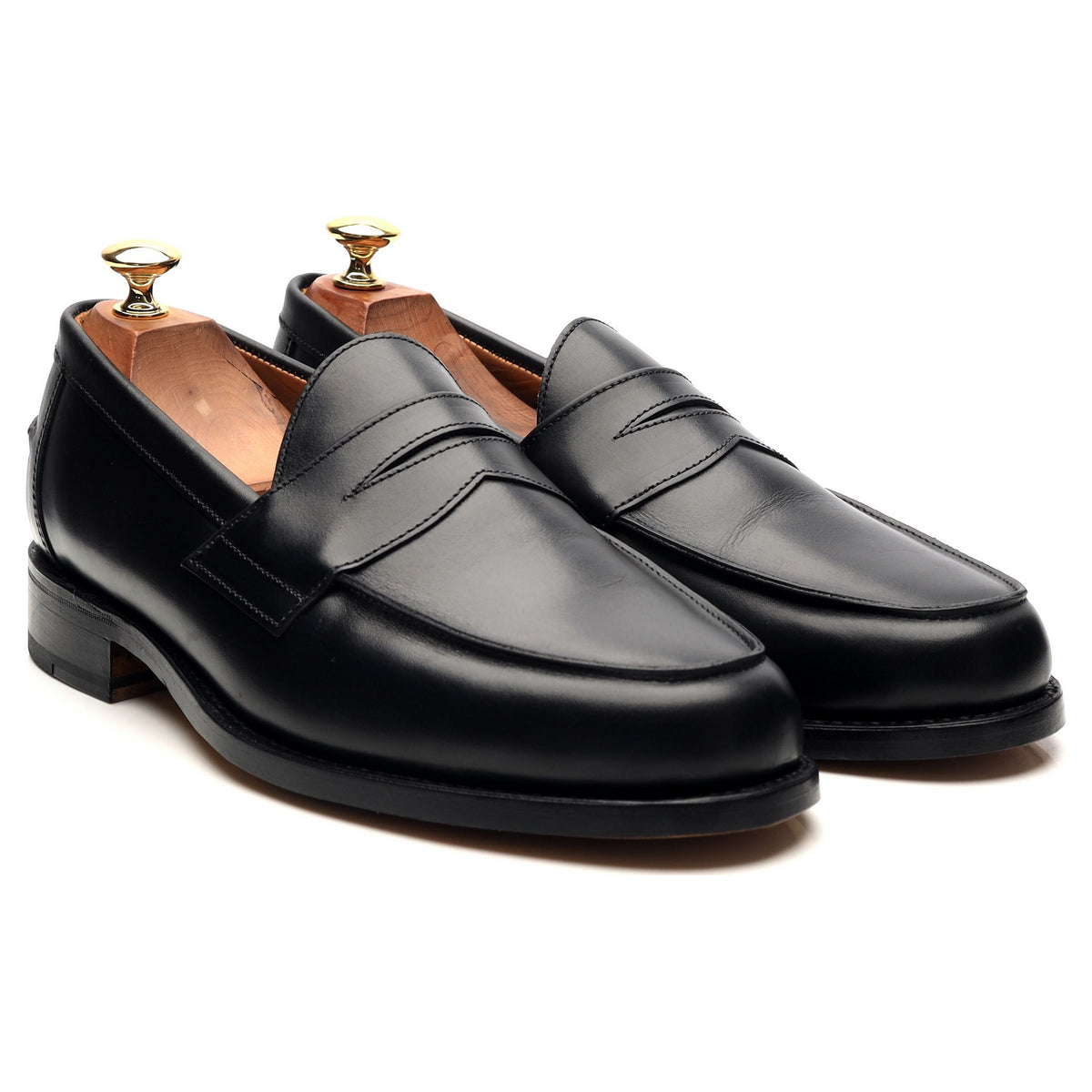 &#39;Madrid&#39; Black Leather Loafers UK 8.5