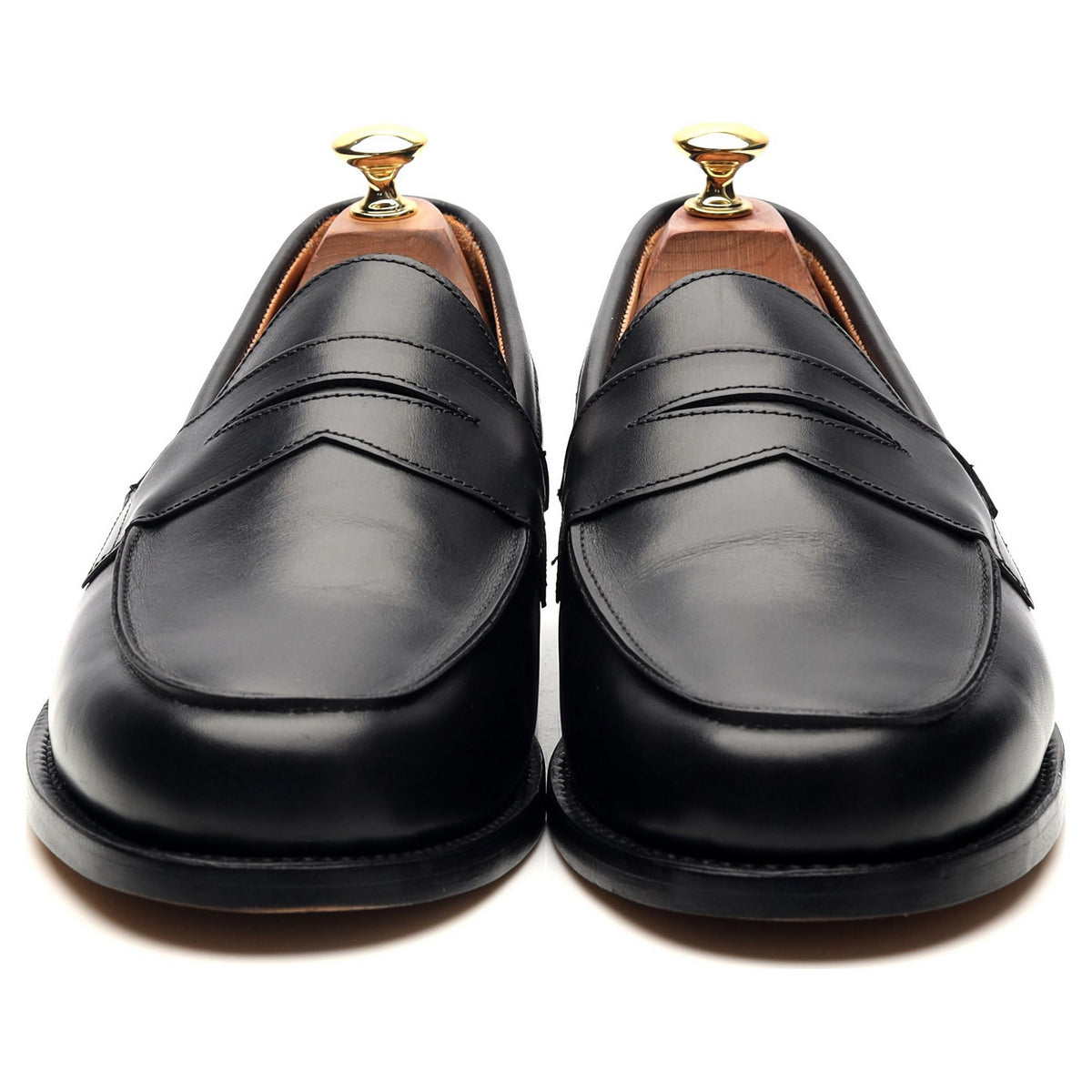 &#39;Madrid&#39; Black Leather Loafers UK 8.5