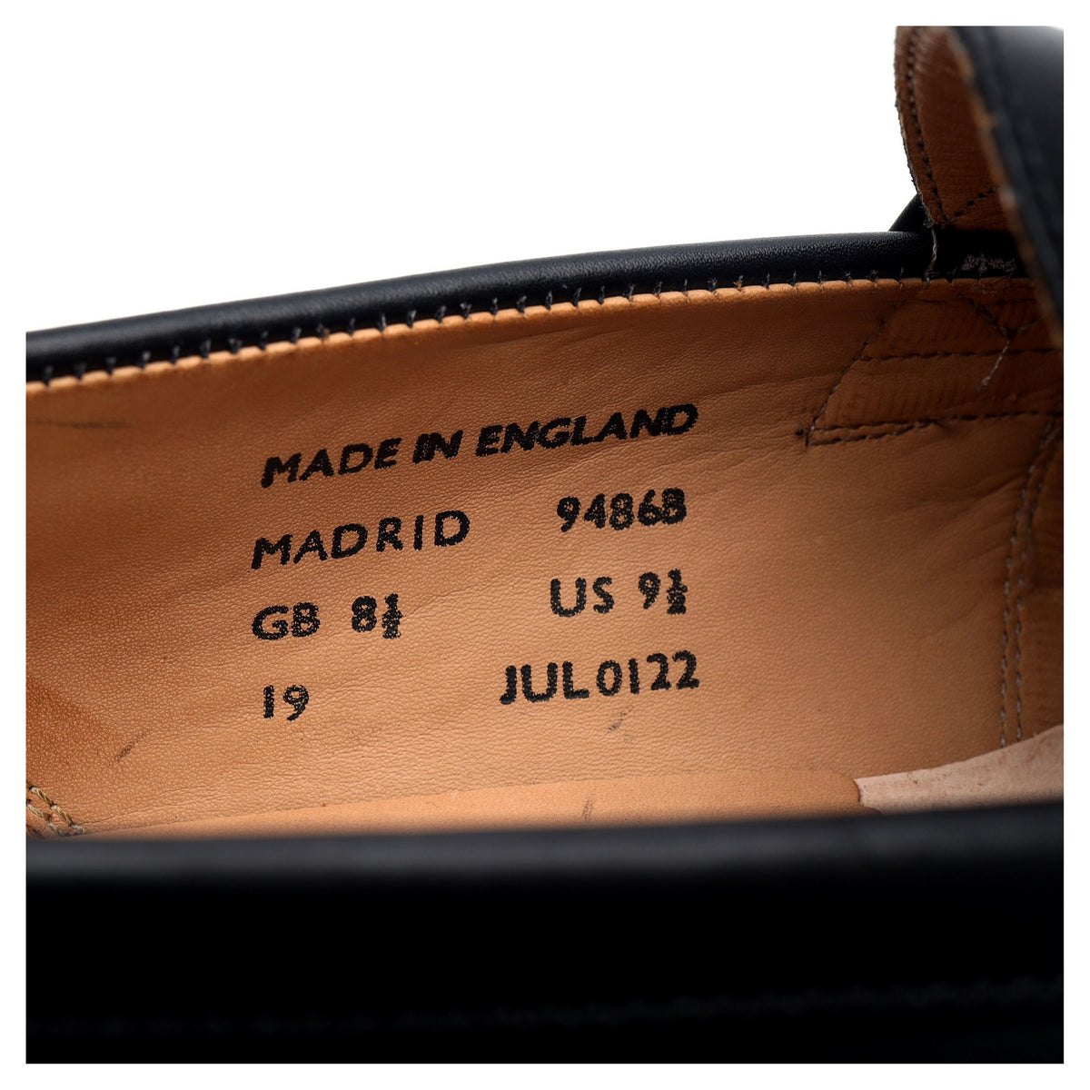 &#39;Madrid&#39; Black Leather Loafers UK 8.5