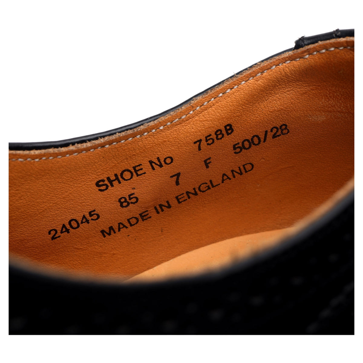 &#39;758&#39; Black Leather Oxford Brogues UK 7 F