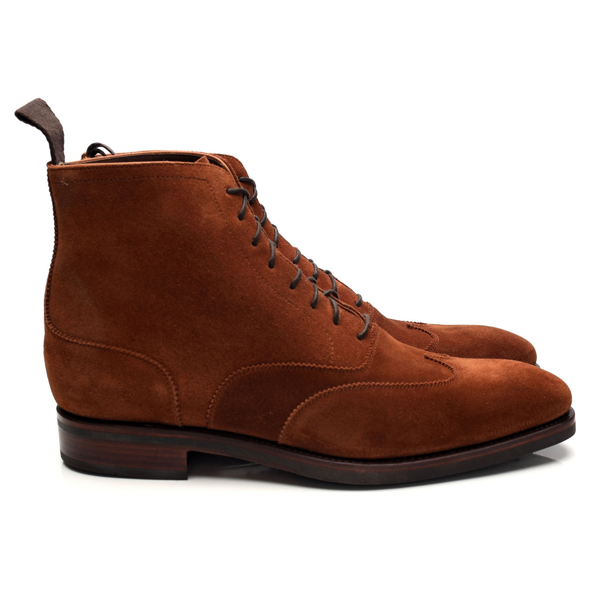 &#39;80556&#39; Tan Brown Suede Balmoral Boots UK 9.5