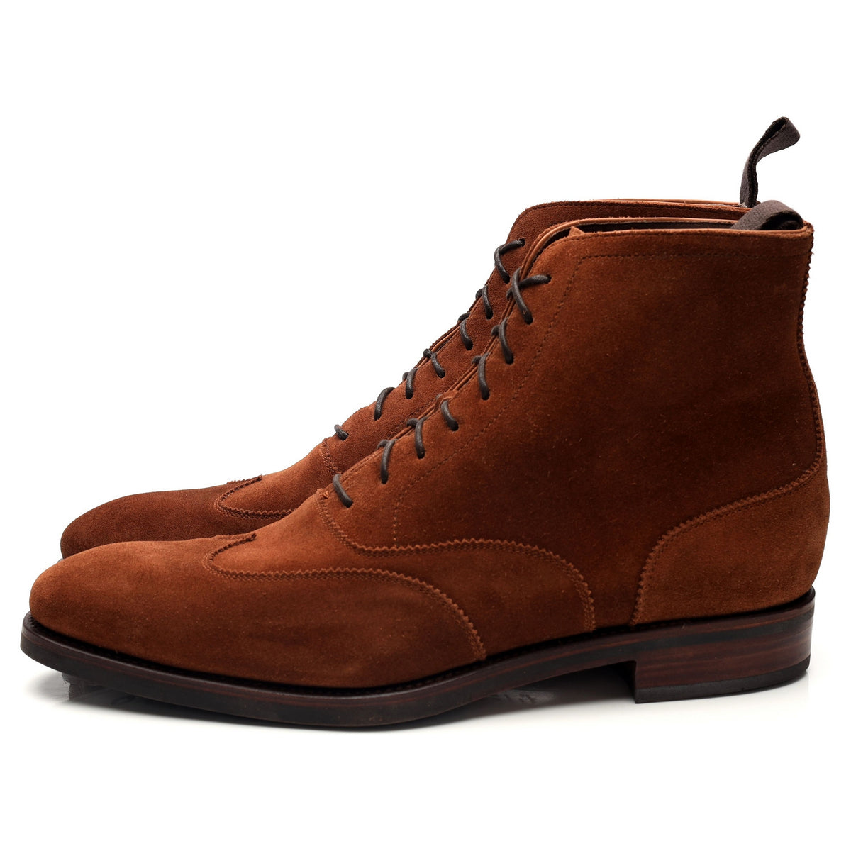 &#39;80556&#39; Tan Brown Suede Balmoral Boots UK 9.5