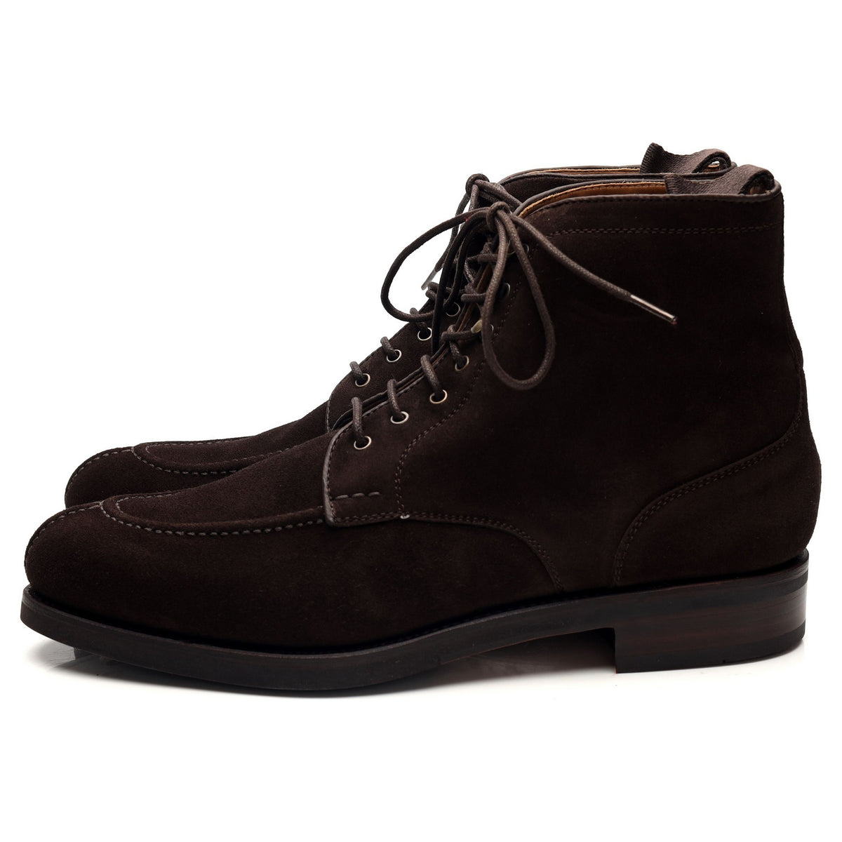 &#39;80488&#39; Dark Brown Suede Split Toe Boots UK 7 - 10.5