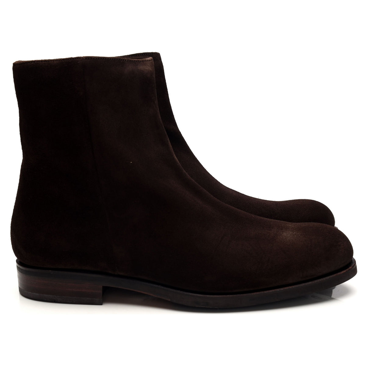 &#39;80695&#39; Dark Brown Suede Zip Up Boots UK 8 - 12