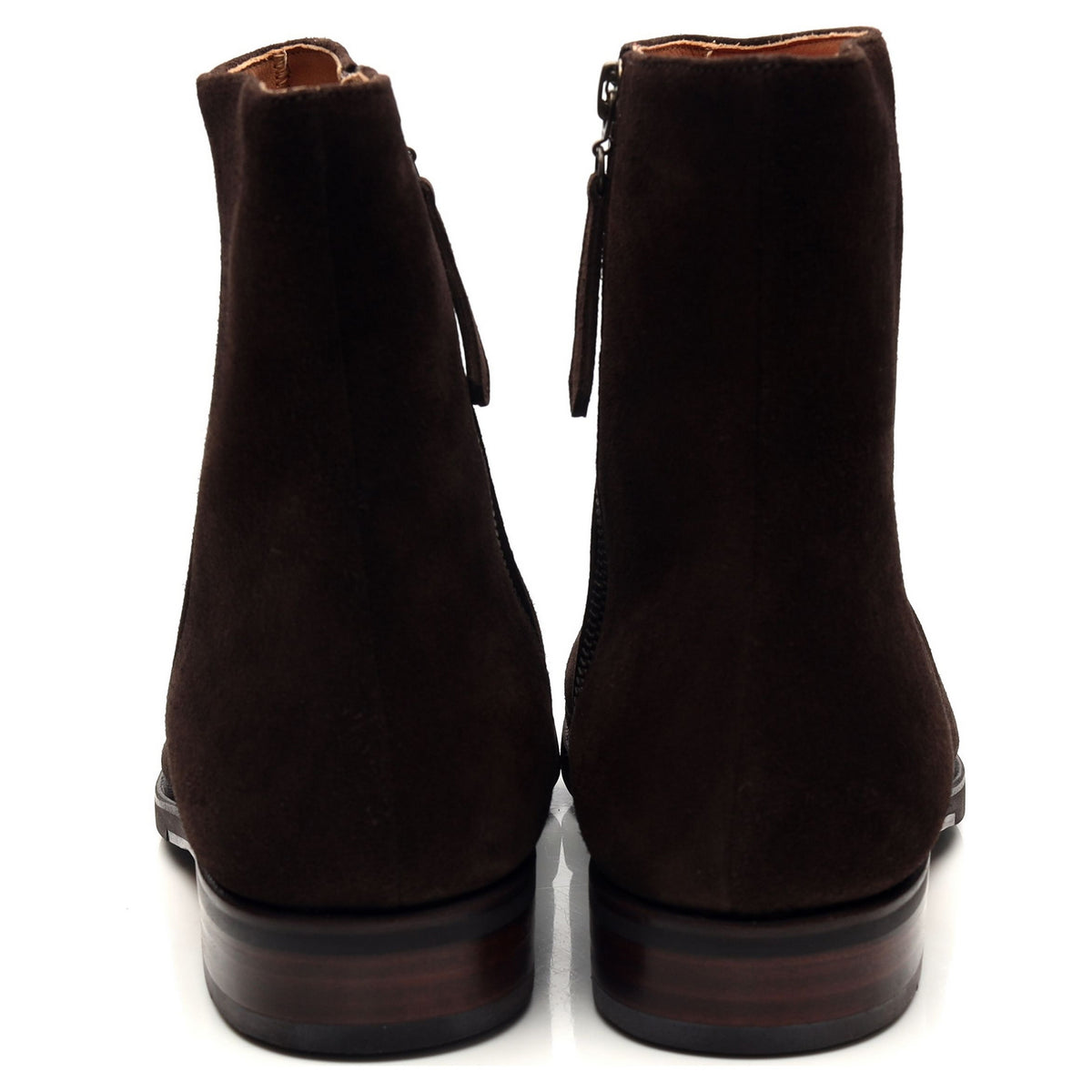 &#39;80695&#39; Dark Brown Suede Zip Up Boots UK 8 - 12