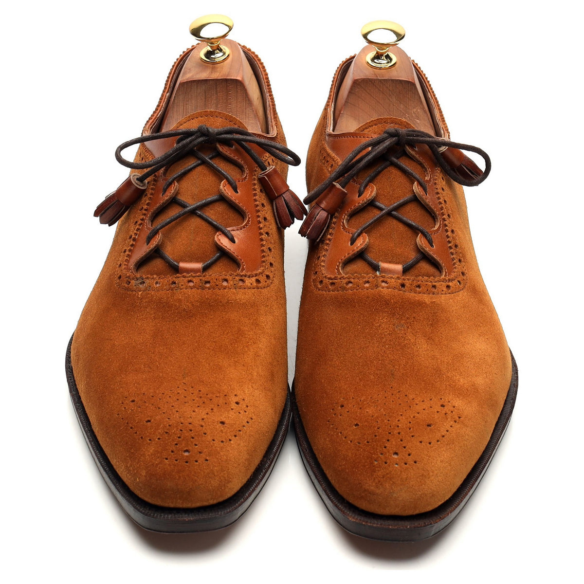 &#39;80516&#39; Tan Brown Suede Ghillie Brogues UK 10