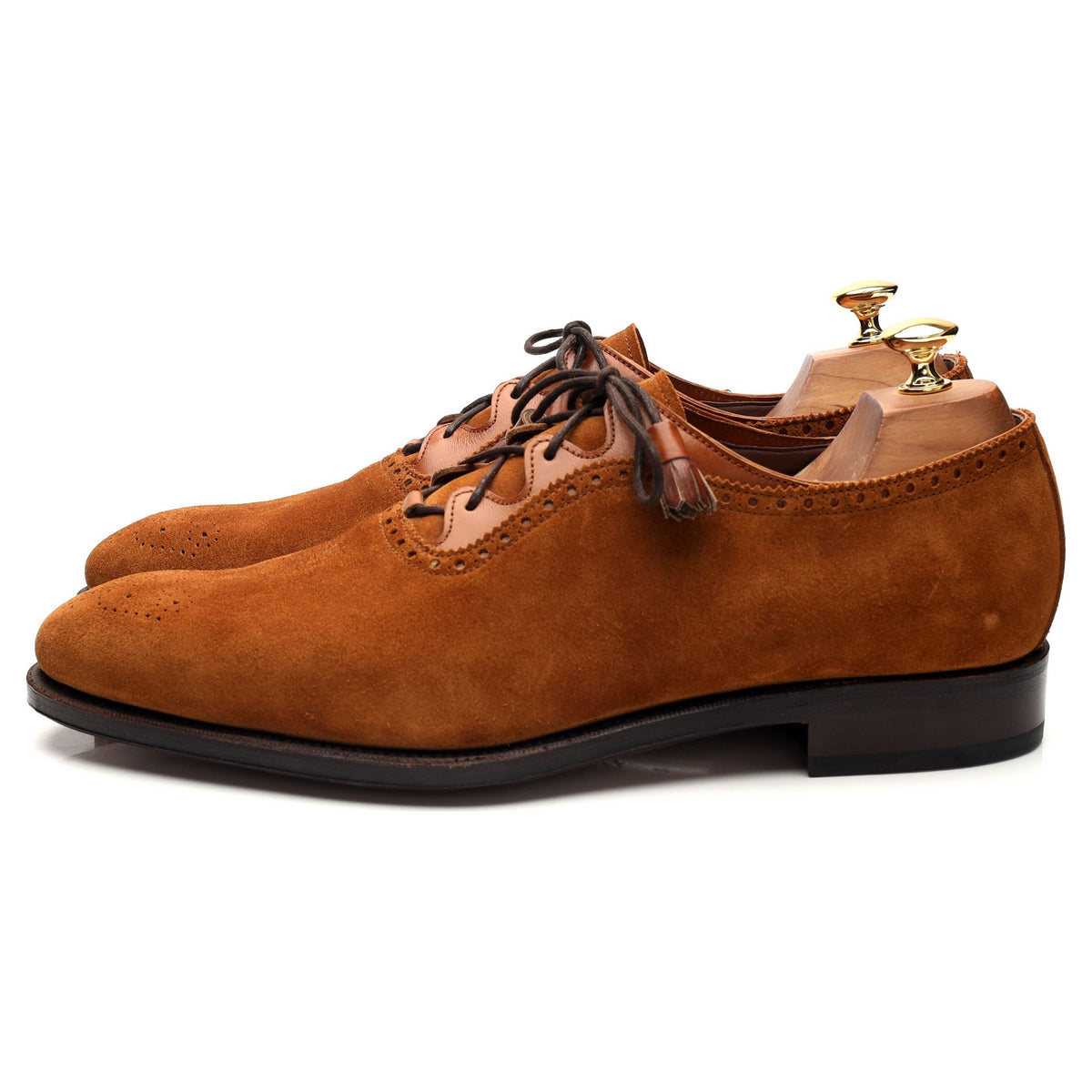 &#39;80516&#39; Tan Brown Suede Ghillie Brogues UK 10