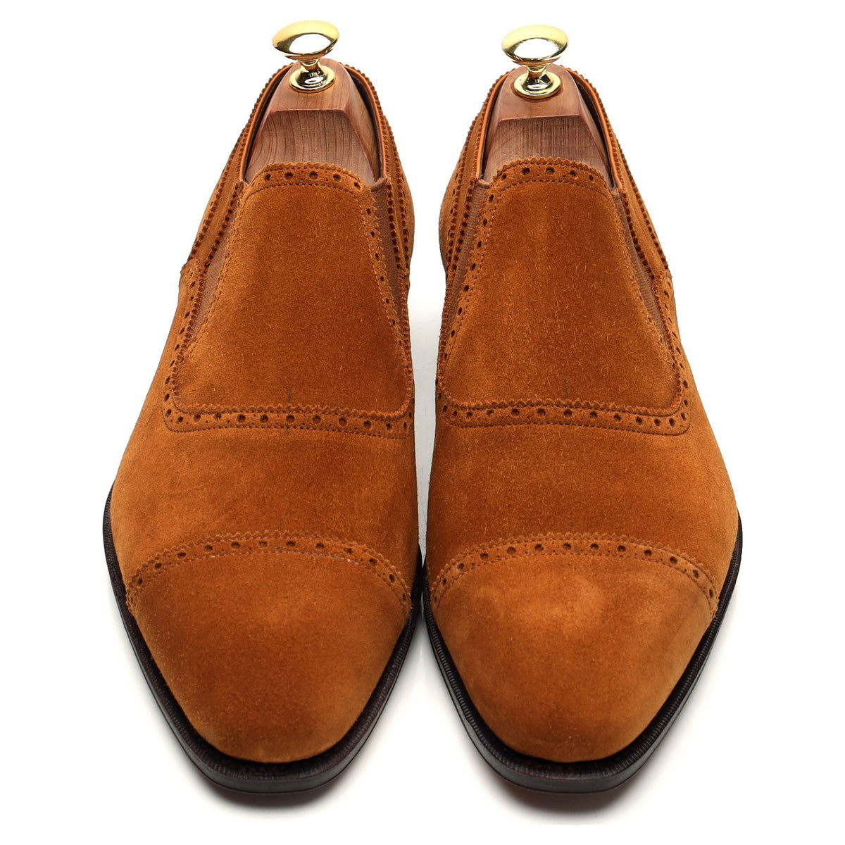 &#39;80427&#39; Tan Brown Suede Slip On Brogues UK 8 - 8.5