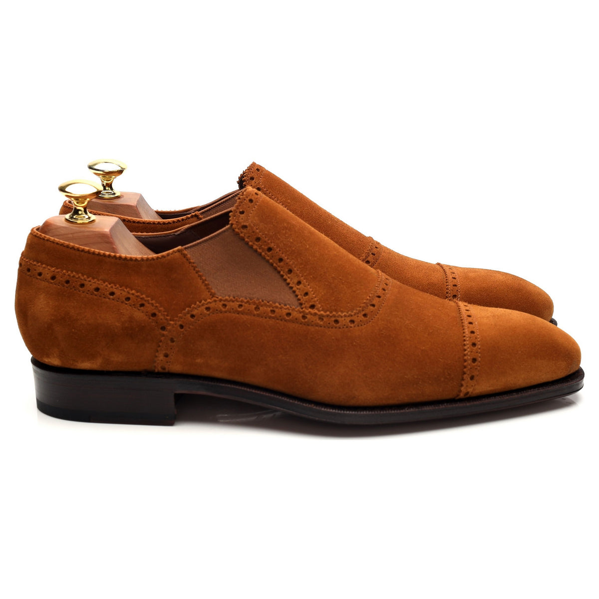 &#39;80427&#39; Tan Brown Suede Slip On Brogues UK 8 - 8.5