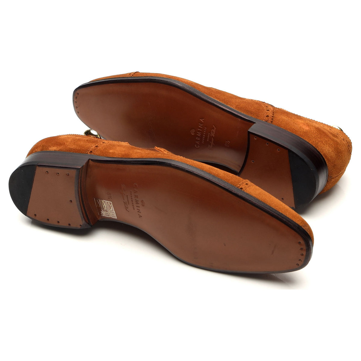 &#39;80427&#39; Tan Brown Suede Slip On Brogues UK 8 - 8.5
