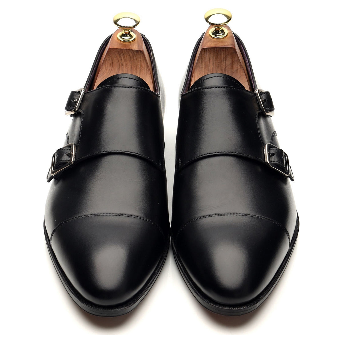 &#39;80250&#39; Black Leather Double Monk Strap UK 7 - 11