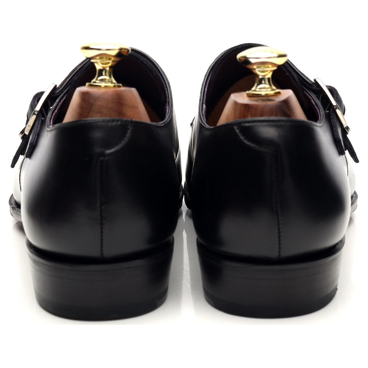 &#39;80250&#39; Black Leather Double Monk Strap UK 7 - 11