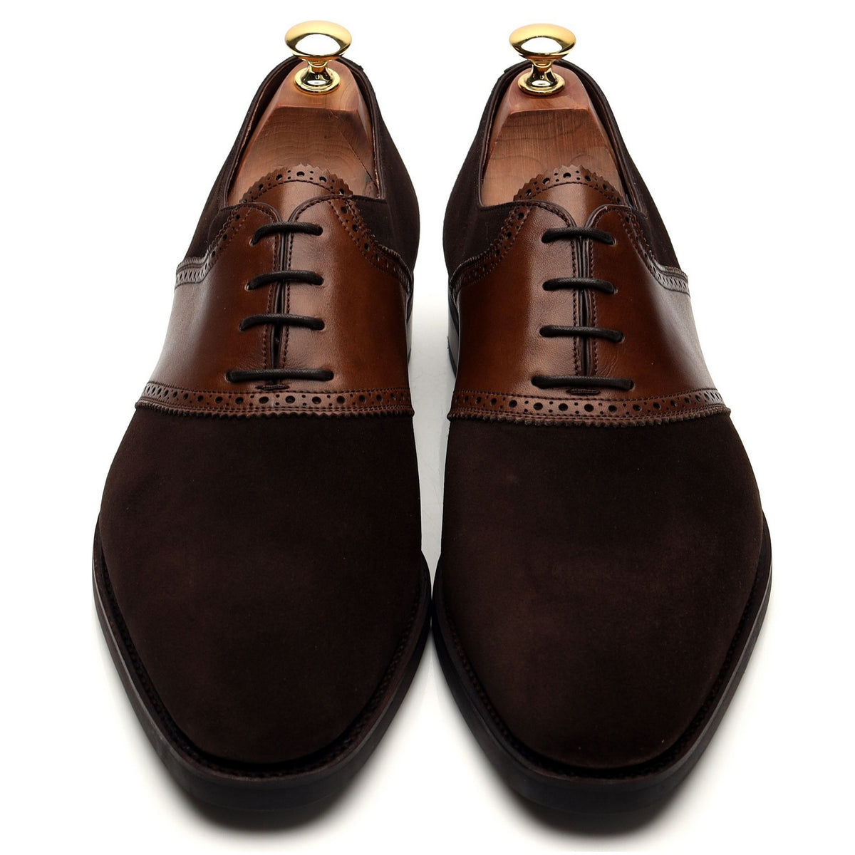 &#39;80329&#39; Dark Brown Suede Brown Leather Saddle Oxford UK 7.5 - 12