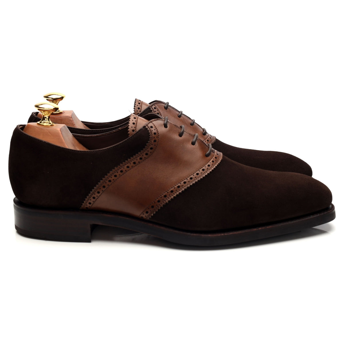&#39;80329&#39; Dark Brown Suede Brown Leather Saddle Oxford UK 7.5 - 12