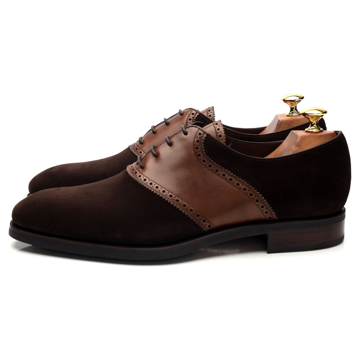 &#39;80329&#39; Dark Brown Suede Brown Leather Saddle Oxford UK 7.5 - 12