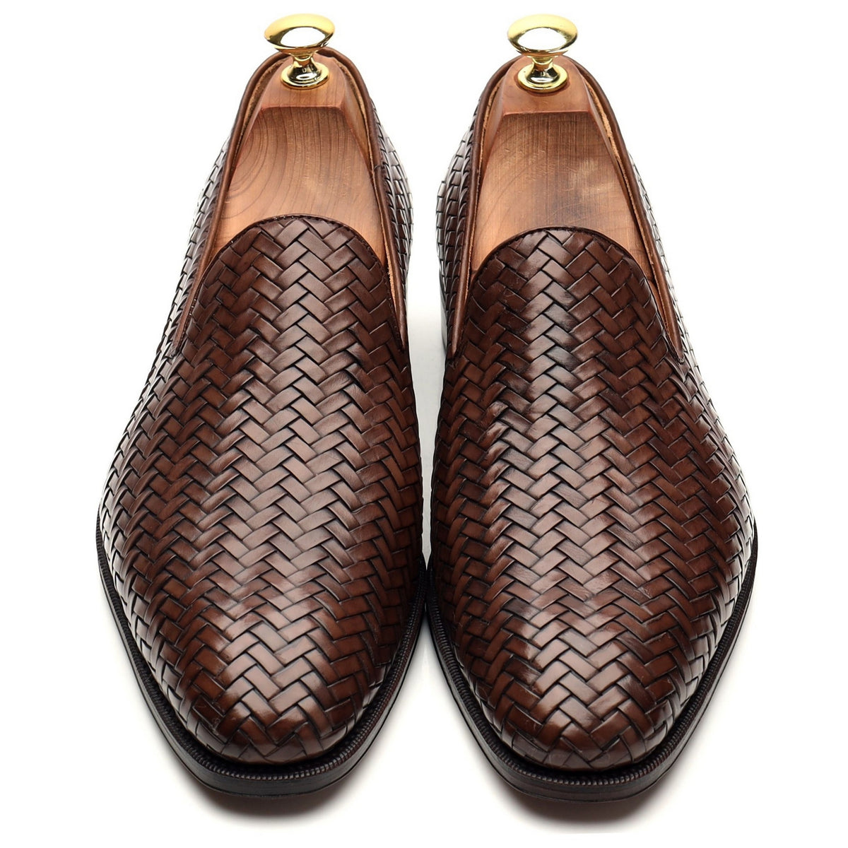 &#39;80301&#39; Brown Braided Leather Loafers UK 7.5 - 12