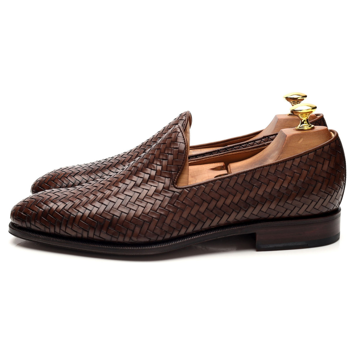 &#39;80301&#39; Brown Braided Leather Loafers UK 7.5 - 12