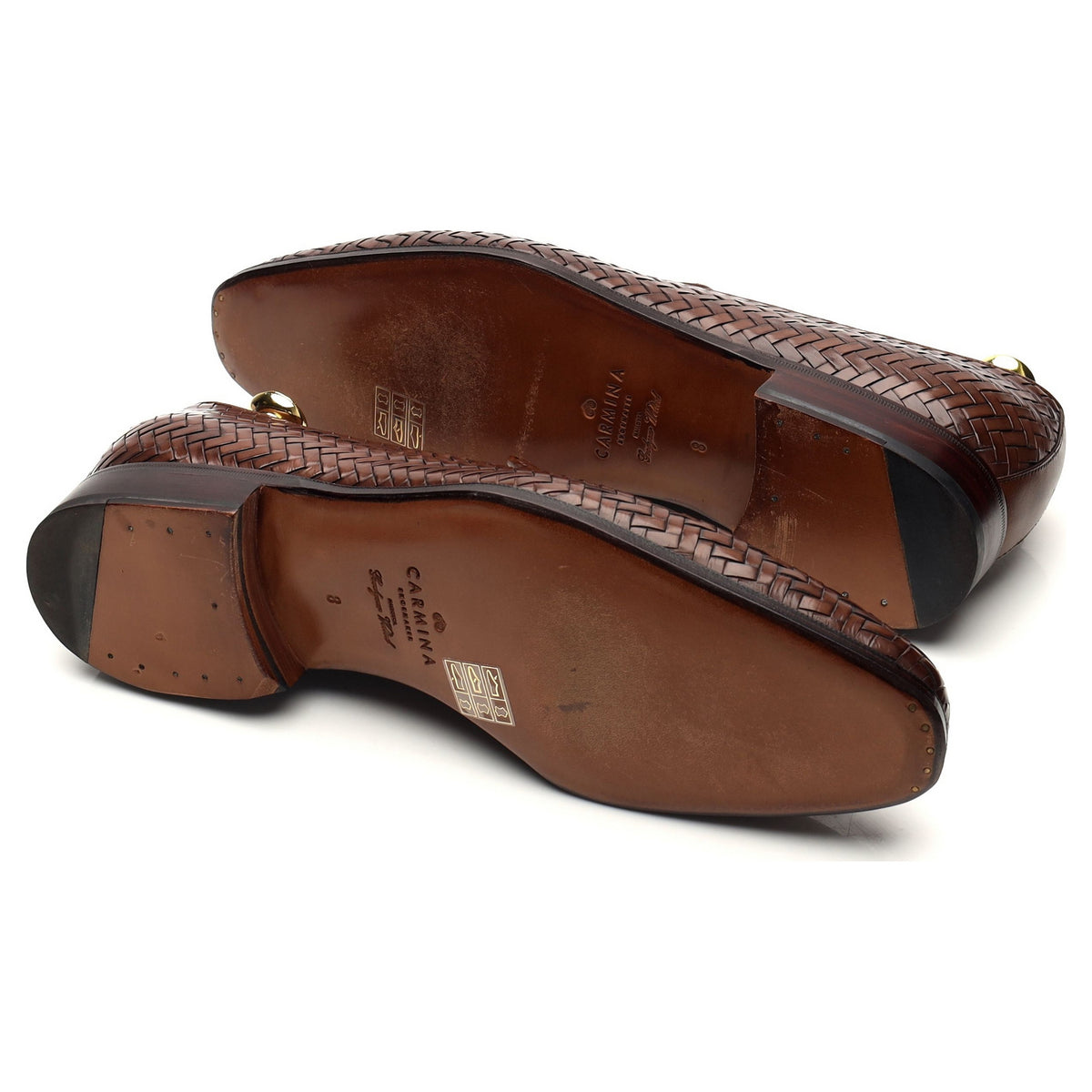 &#39;80301&#39; Brown Braided Leather Loafers UK 7.5 - 12
