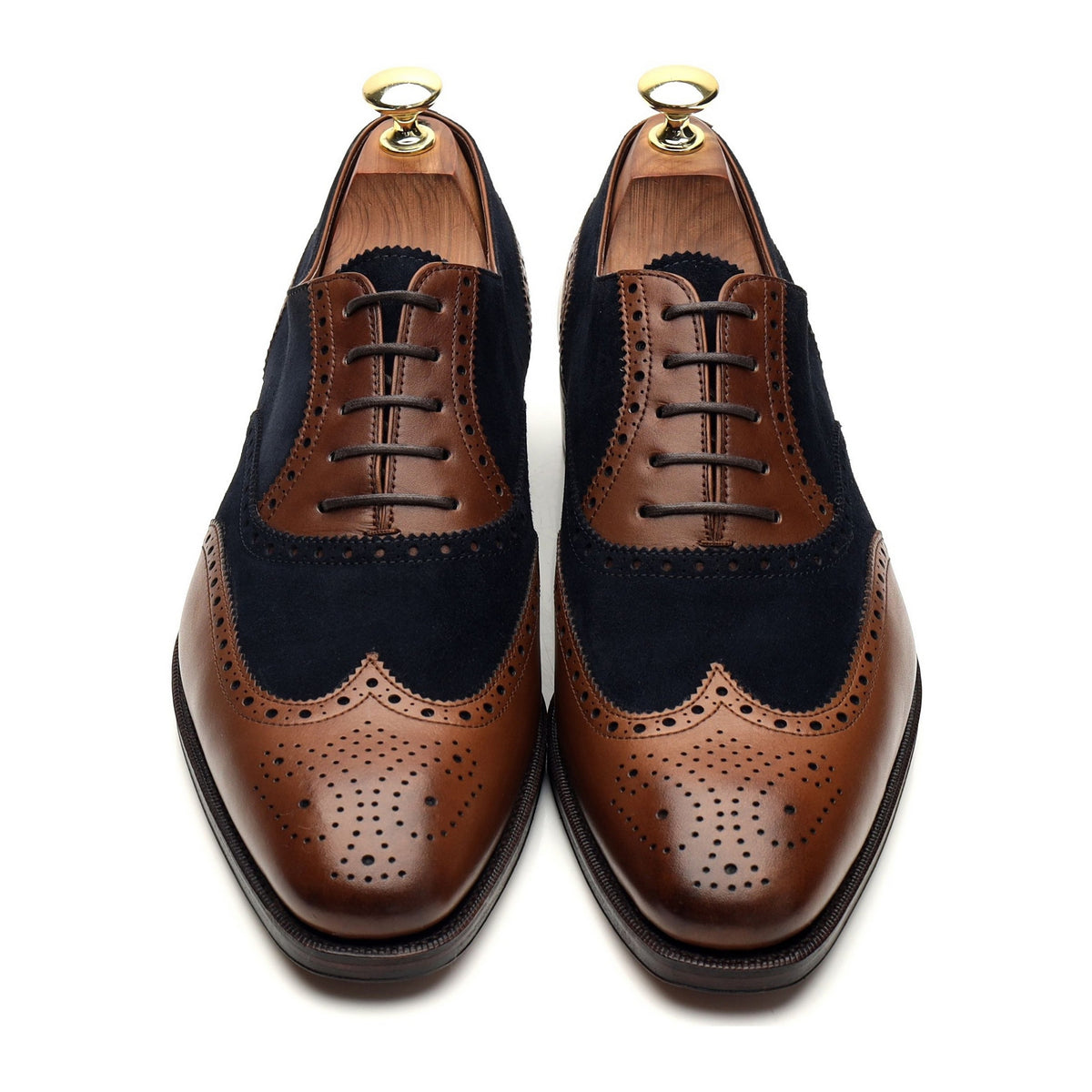 &#39;922&#39; Brown Leather Navy Blue Suede Oxford Brogues UK 7 - 10