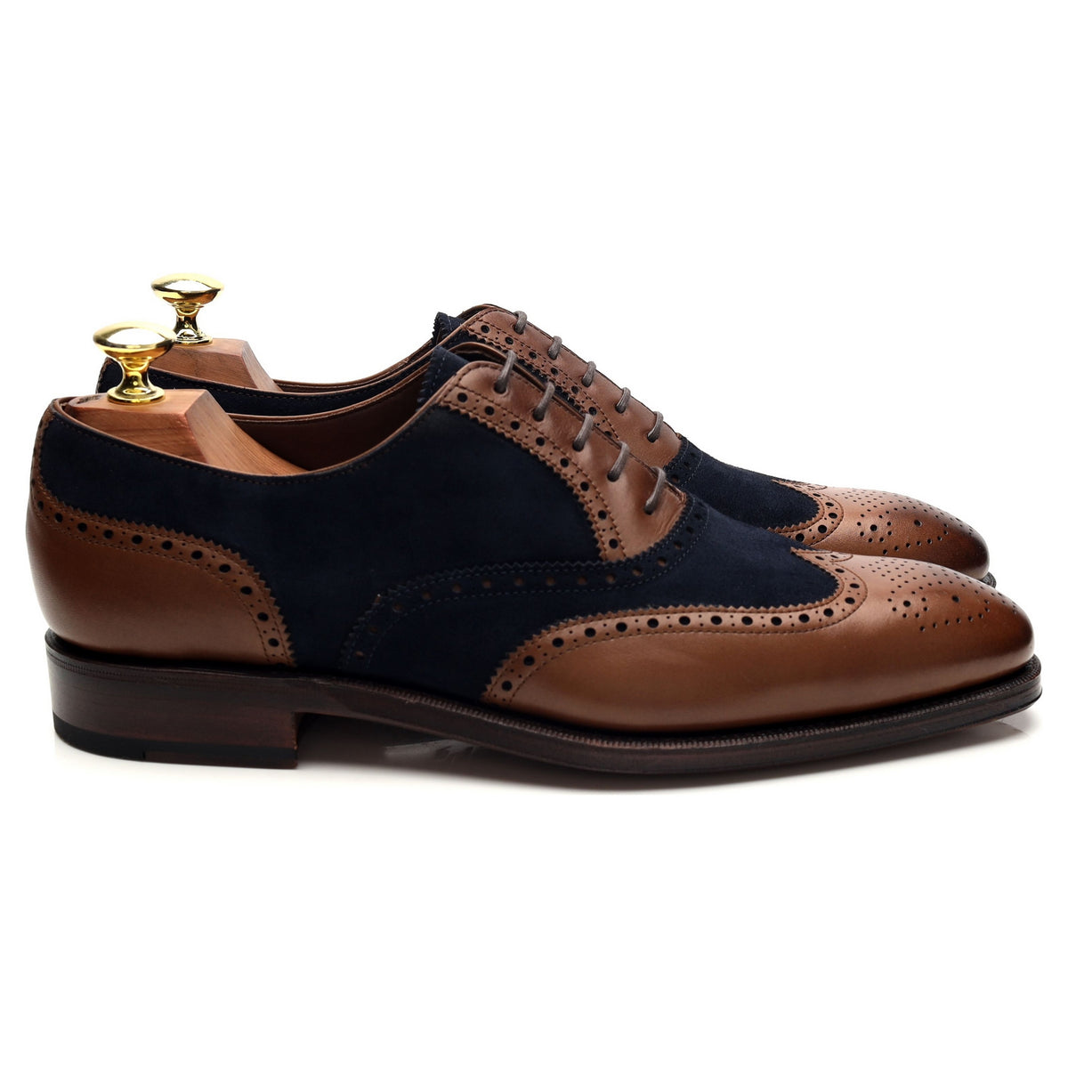 &#39;922&#39; Brown Leather Navy Blue Suede Oxford Brogues UK 7 - 10