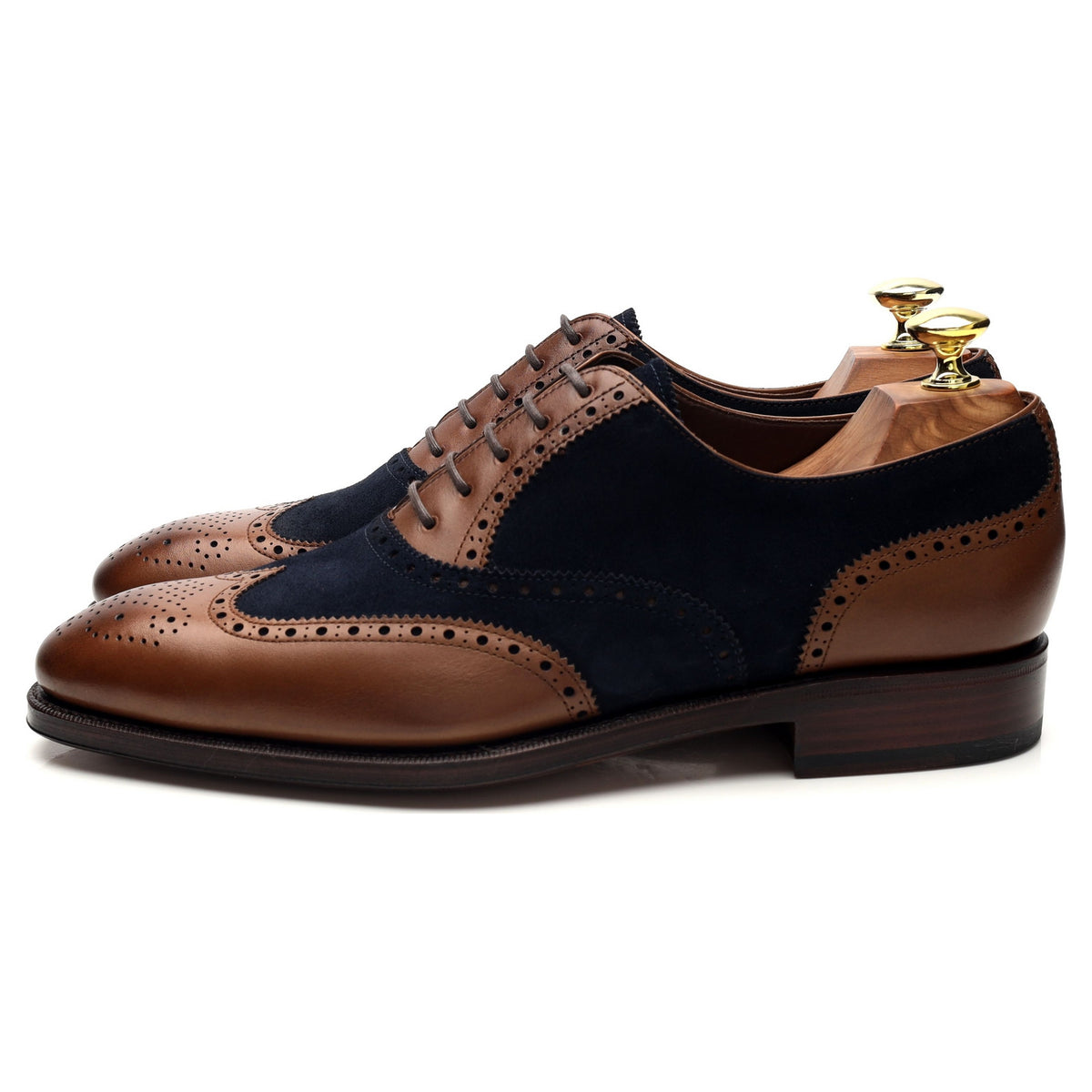 &#39;922&#39; Brown Leather Navy Blue Suede Oxford Brogues UK 7 - 10