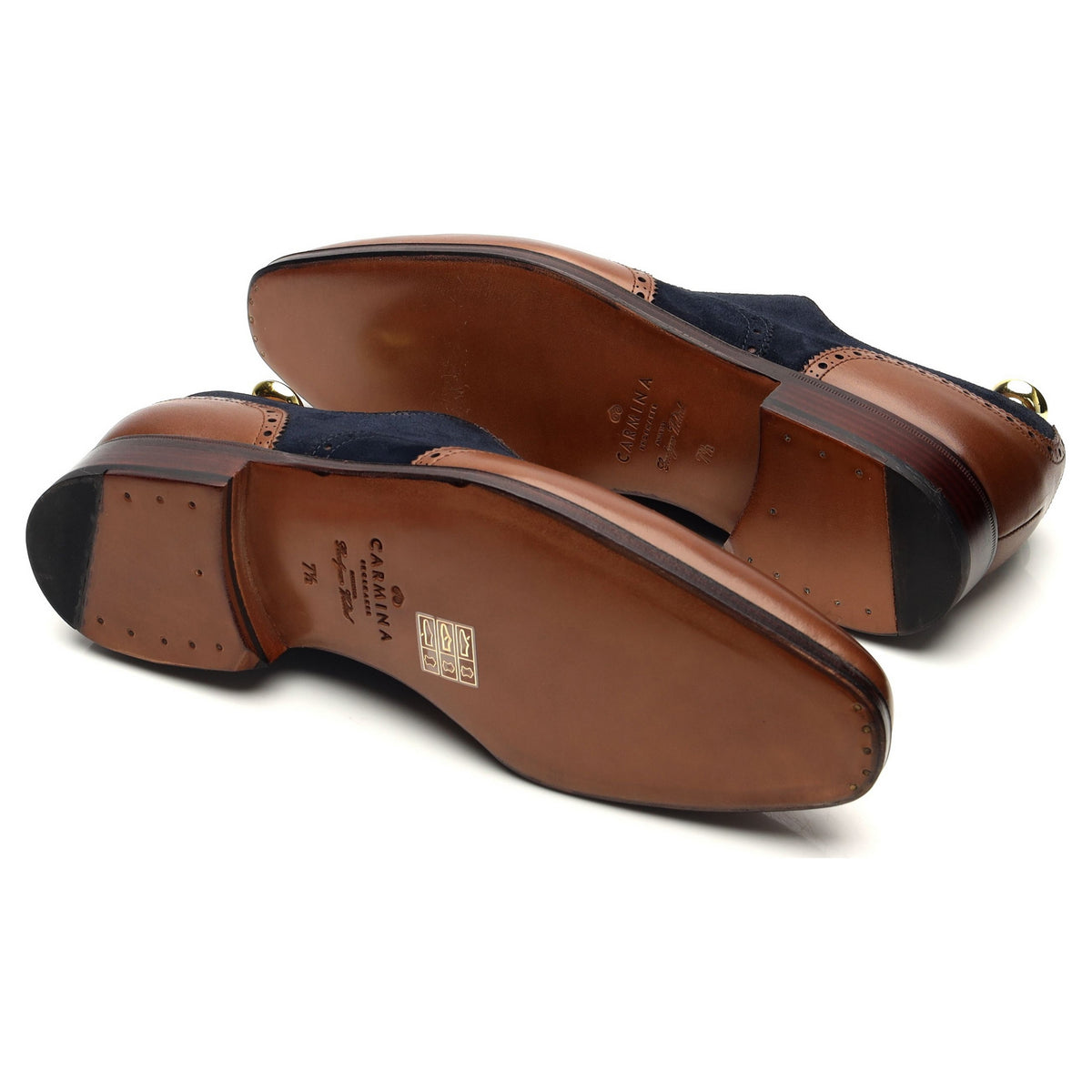 &#39;922&#39; Brown Leather Navy Blue Suede Oxford Brogues UK 7 - 10