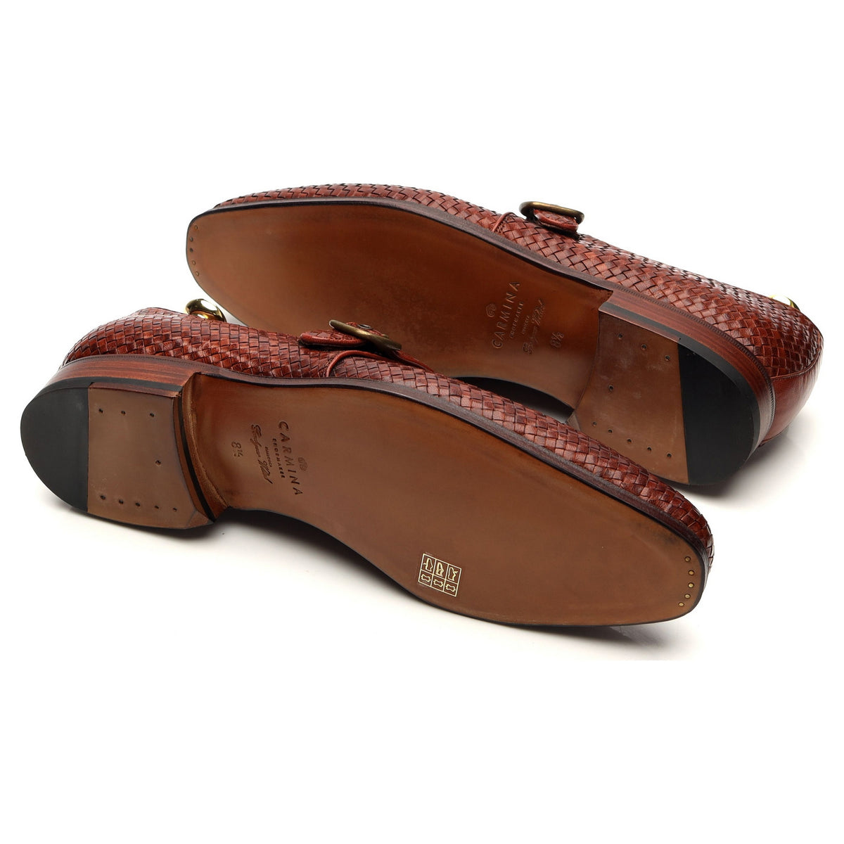 &#39;89662&#39; Brown Braided Leather Monk Strap UK 7 - 12