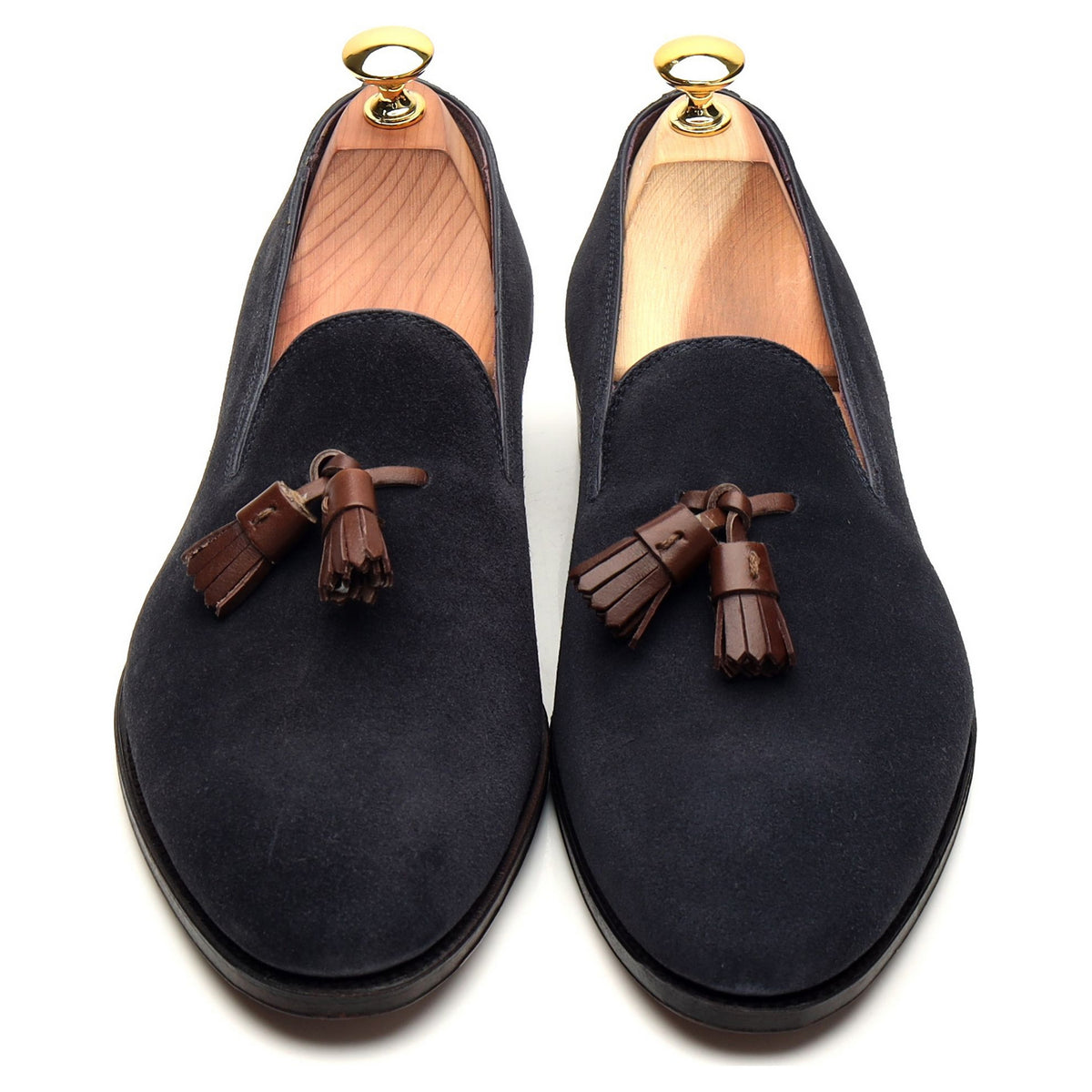 &#39;80287&#39; Navy Blue Suede Tassel Loafers UK 7 - 12