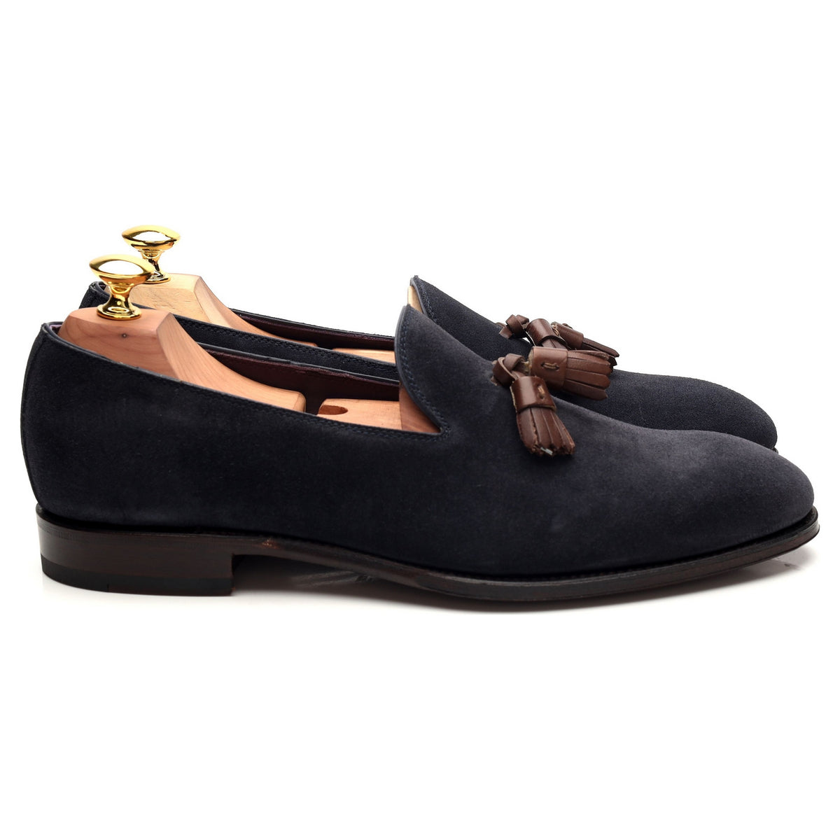 &#39;80287&#39; Navy Blue Suede Tassel Loafers UK 7 - 12