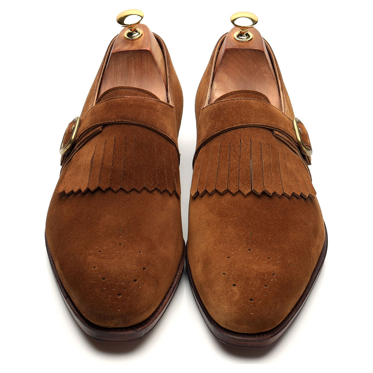 &#39;80149&#39; Snuff Brown Suede Fringed Monk Strap UK 10 - 10.5
