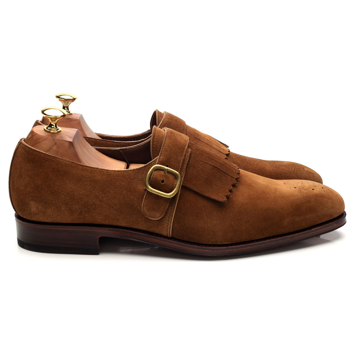 &#39;80149&#39; Snuff Brown Suede Fringed Monk Strap UK 10 - 10.5