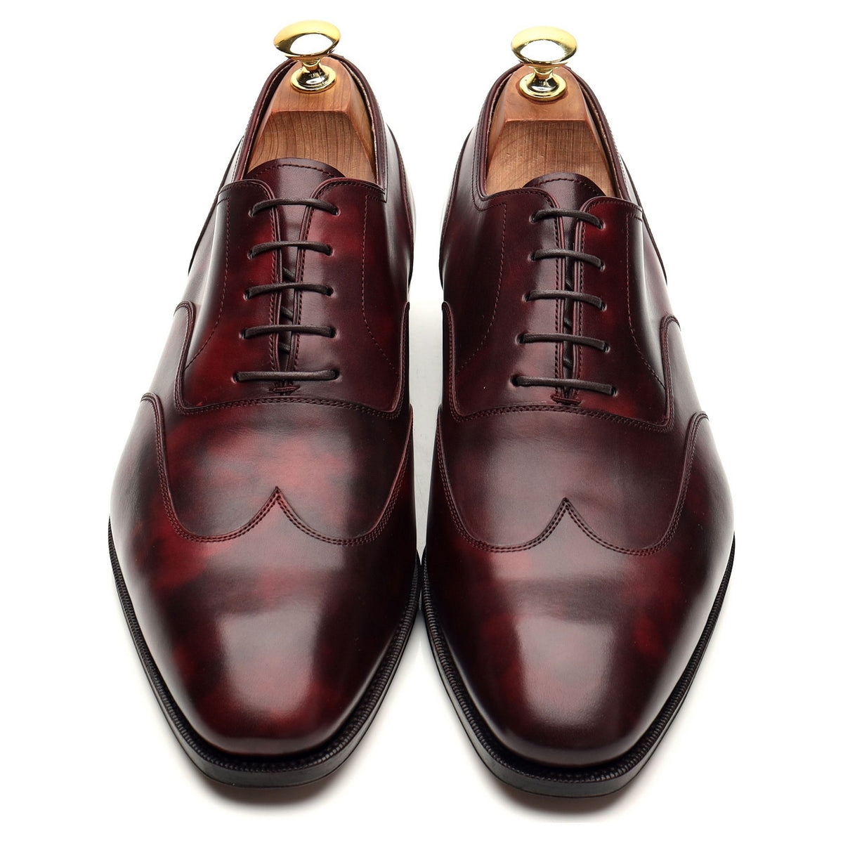 &#39;10089&#39; Burgundy Museum Leather Austerity Brogues UK 7 - 12