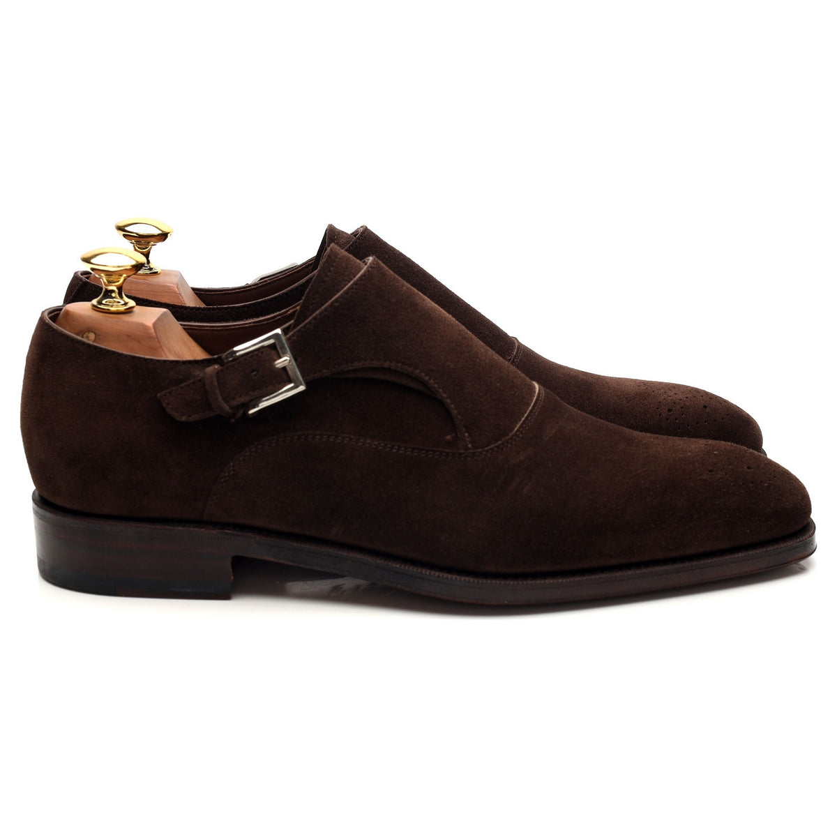 &#39;80425&#39; Dark Brown Suede Monk Strap UK 7 - 12