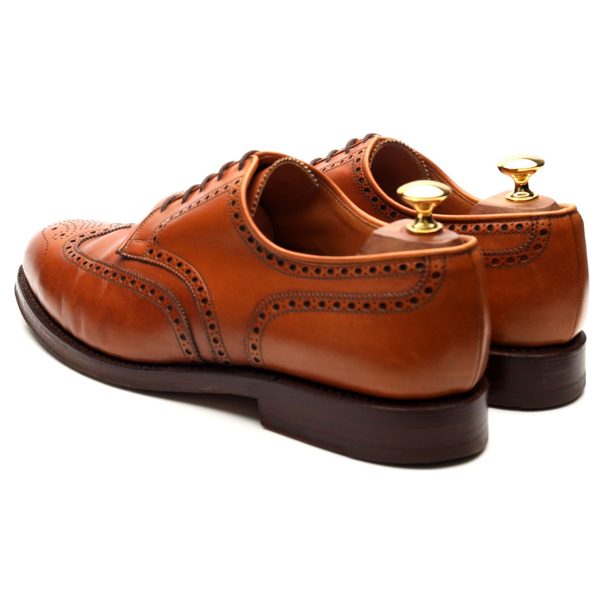 &#39;Cardiff&#39; Tan Brown Leather Derby Brogues UK 9.5 E