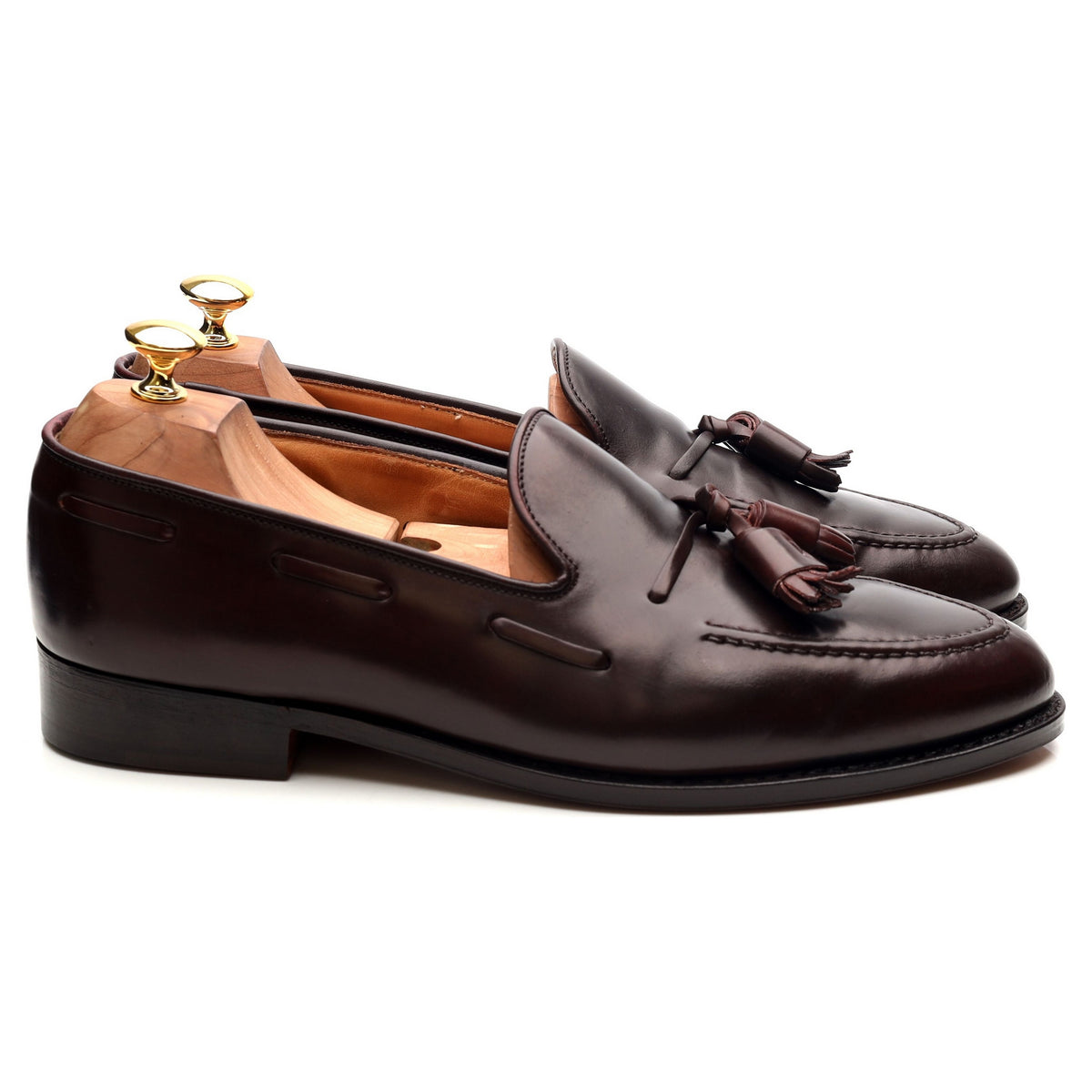 New &amp; Lingwood Burgundy Cordovan Leather Tassel Loafers UK 9.5 E