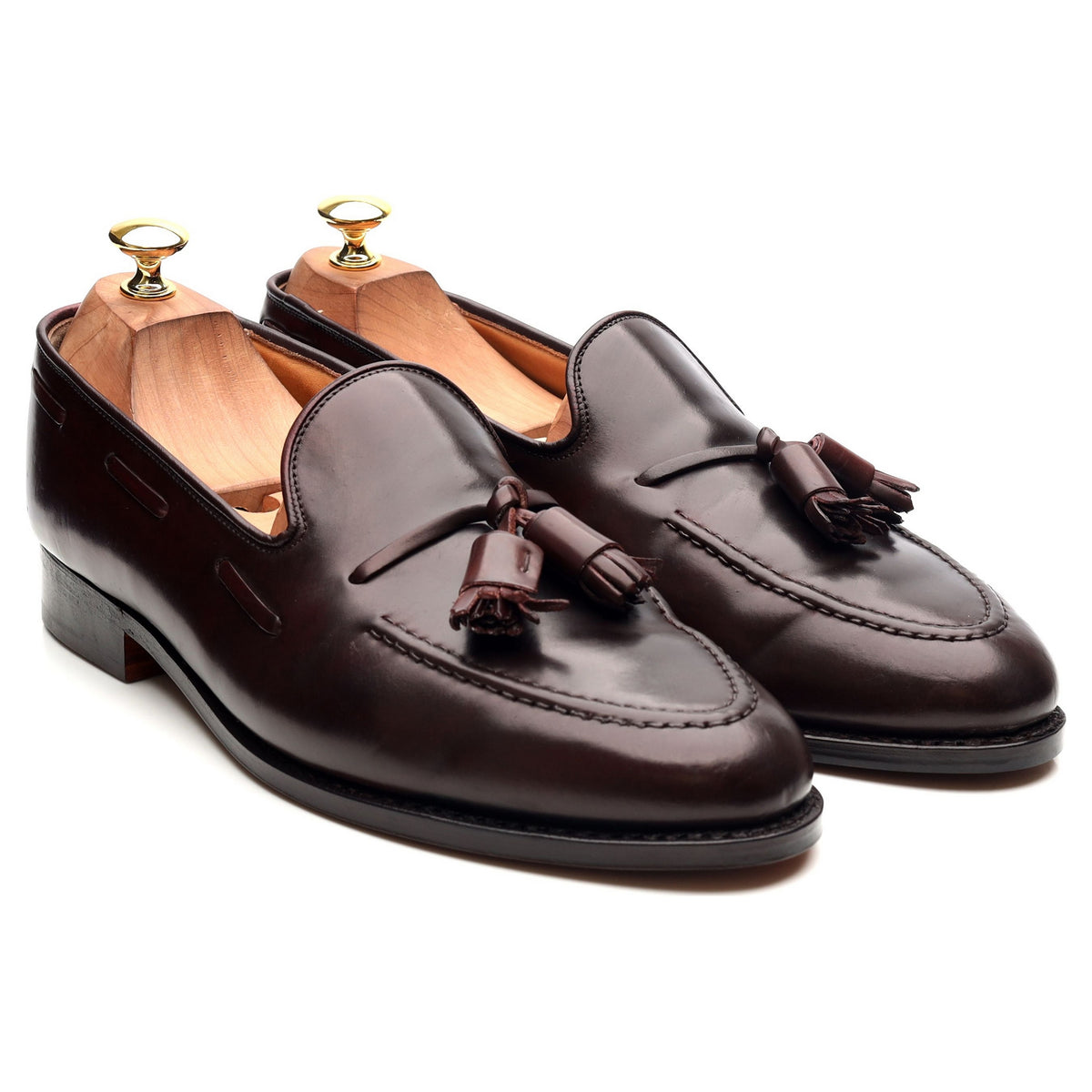 New &amp; Lingwood Burgundy Cordovan Leather Tassel Loafers UK 9.5 E