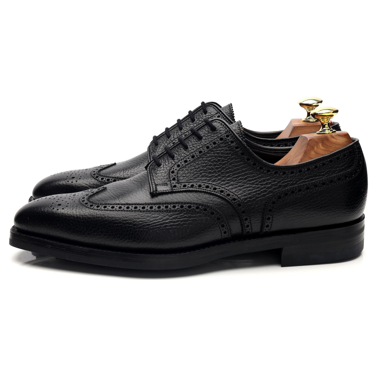 &#39;Henry&#39; Black Grain Leather Derby Brogues UK 7.5 E