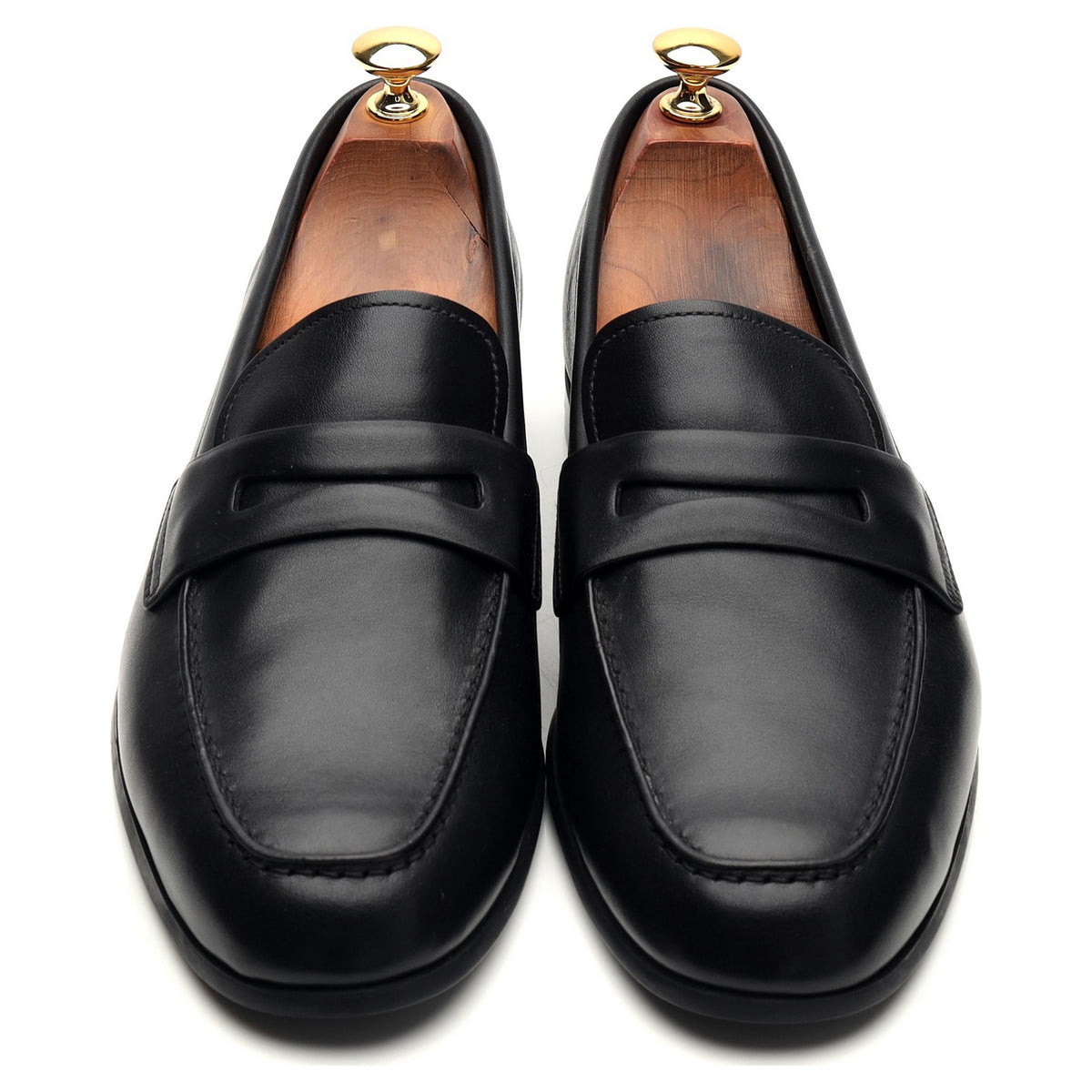 &#39;Milton&#39; Black Leather Loafers UK 9.5